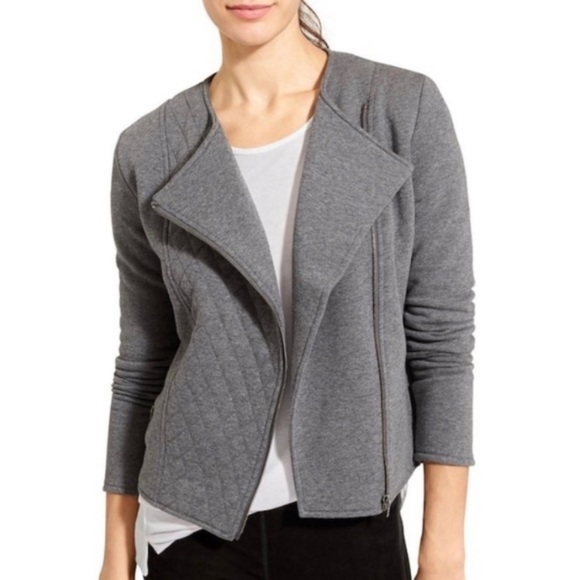 Athleta EUC Gray Quilted Moto Jacket - Picture 1 of 10